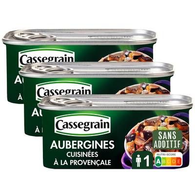 Cassegrain Aubergines cuisinées à la provençale, Lot de 3x185g