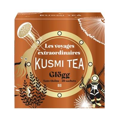 Kusmi Tea Glögg bio - Infusion de Noël sans théine - Edition Limitée 2025 - Hibiscus, cassis et épices, 20 sachets