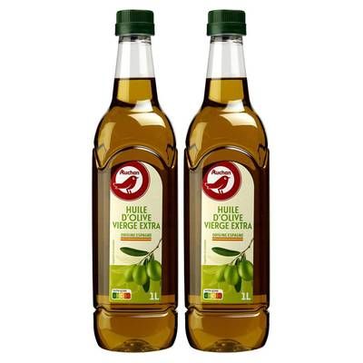 Auchan Huile d'Olive vierge extra origine Espagne, Lot de 2x1L