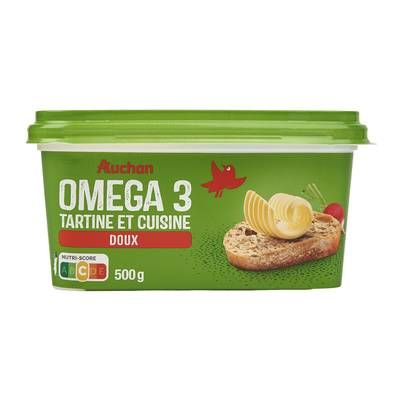 Auchan Margarine doux oméga 3 pour tartine et cuisson, 500g