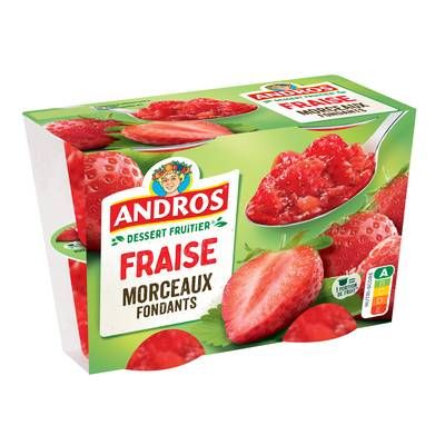 Andros Dessert fruitier avec morceaux de fraise, 4x100g