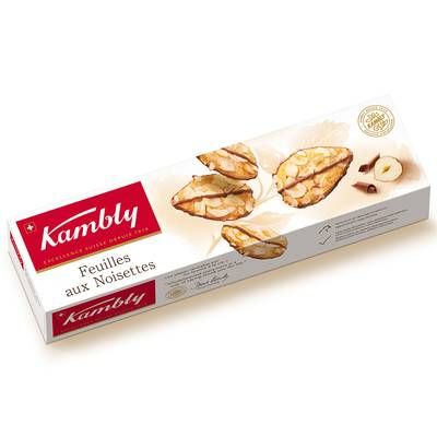 Kambly Feuilles aux noisettes, Biscuit Fin, 90g