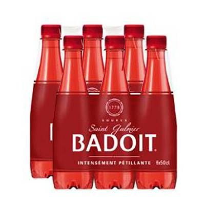 Badoit Rouge Eau gazeuse minérale naturelle, intensément pétillante, Lot de 2 Packs de 6x50cl