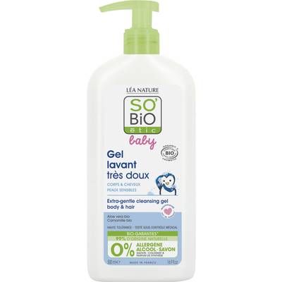 So'Bio Baby Gel Lavant très doux, corps & cheveux, haute tolérance, 500ml