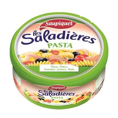 Saupiquet Les Saladières - Pasta - Thon, Pâtes, Tomates Cerises, Maïs -Salade snacking, 220g