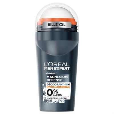 L'Oréal Men Expert Déodorant Homme 48h Hypoallergénique 0% Magnesium Defense, 50ml