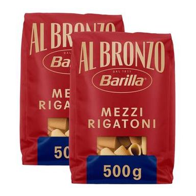 Barilla Al Bronzo Pâtes Mezzi Rigatoni Premium, Lot de 2x500g