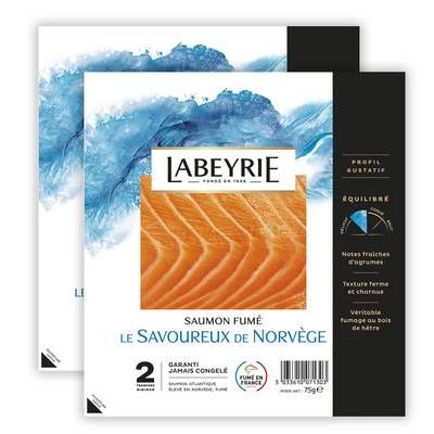 Labeyrie Saumon Fumé Le Savoureux de Norvège, Lot de 2x75g