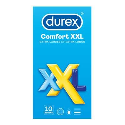 Durex Préservatifs Lubrifiés Extra Large 60mm et Extra Long, 10 pièces
