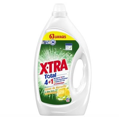 X Tra Lessive Liquide 4en1 Savon de Marseille et Aloe Vera, 2,835L