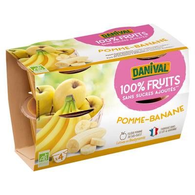 Danival Pomme banane bio sans sucre ajouté, 4x100g