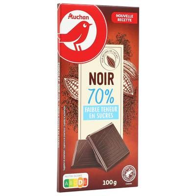 Auchan Tablette de chocolat noir 70% cacao, 100g