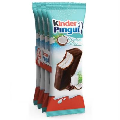 Kinder Pingui Genoise fourrée au lait et coco, 4x120g
