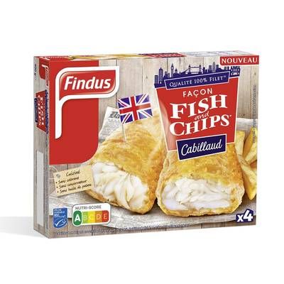 Findus Panés de Cabillaud MSC façon Fish and Chips 100% filet, 4x100g