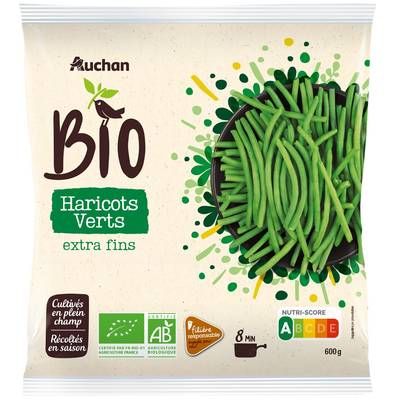 Auchan BIO Haricots verts extra fins bio, 600g