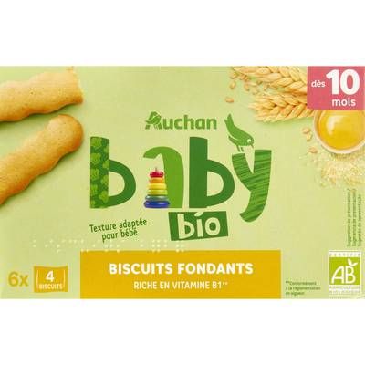 Auchan Baby Bio Biscuits fondants Boudoirs Bio Bébé dès 10 mois, 120g