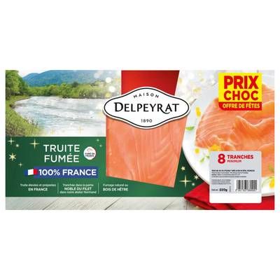 Delpeyrat Truite Fumée 100 % France, 8 tranches - 220g