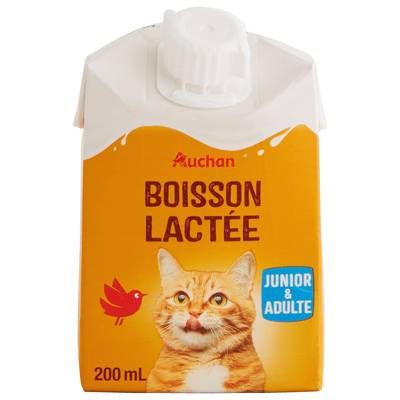 Auchan Boisson lactée pour chat junior et adulte, 20cl