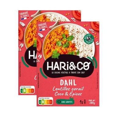 HARI&CO Dahl de Lentilles Corail, Lot de 2x280g