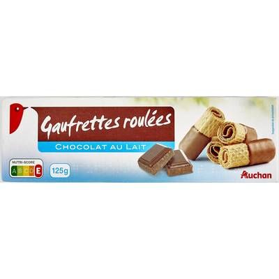 Auchan Gaufrettes roulées au chocolat au lait, 125g