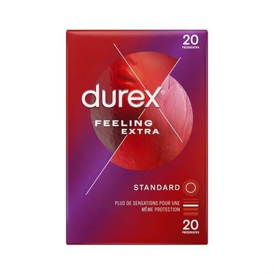 Durex Préservatifs fins et lubrifiés Feeling Extra, 20 pièces