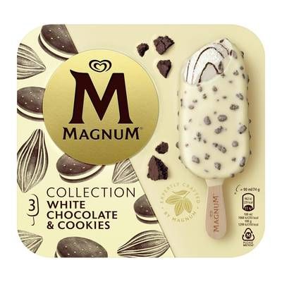 Magnum Bâtonnets chocolat blanc et cookies, 3 bâtonnets - 222g