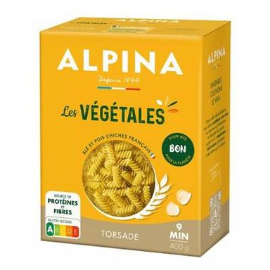 Alpina Savoie Pâtes Torsade Végétale - Blé et pois chiche, 400g