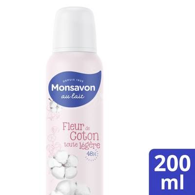 Monsavon  Déodorant spray lait & coton Douceur Naturelle, 200ml