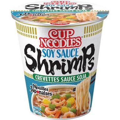 Nissin Soupe de Nouilles japonaises saveur Crevettes sauce soja en cup, 63g