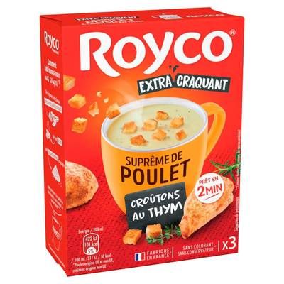 Royco Suprême de Poulet et Croutons au Thym - 3 sachets instantanée, 62g