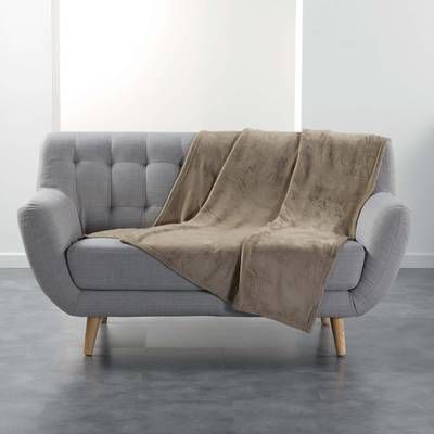 Douceur D Interieur Plaid Flanou Taupe, 125 x 150 cm