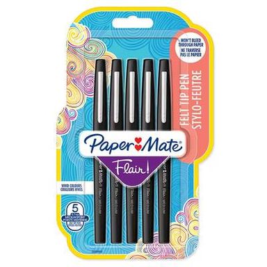 Papermate Feutres d'écriture flair pointe moyenne, 5 feutres