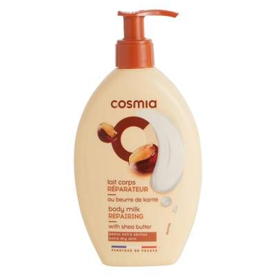 COSMIA Lait corps réparateur au beurre de karité peaux extra sèches, 250ml