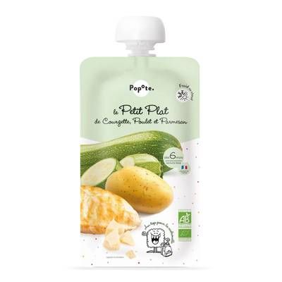 Popote Purée Courgette Poulet Parmesan Bio Gourde Bébé dès 6 Mois, 180g