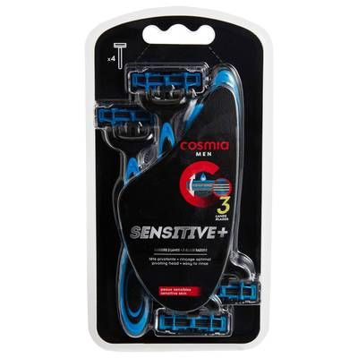 COSMIA MEN Rasoirs jetables sensitive+, 4 pièces
