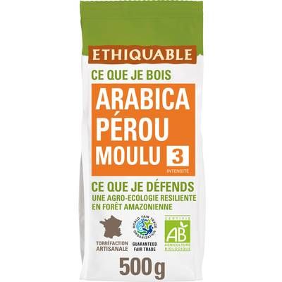 Ethiquable - Commerce Equitable Café moulu Arabica bio du Pérou, 500g