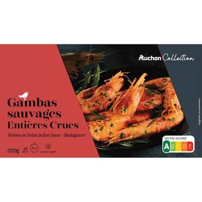 Auchan Collection Gambas sauvages entières crues, 320g