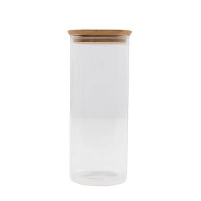 Point virgule Bocal en verre avec couvercle en bambou, 1,9L