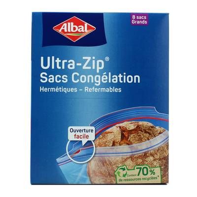 Albal Sacs congélation ultra-zip - Grand Modèle, 8 sacs