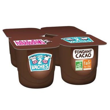 Les 2 Vaches Fondant bio au cacao de Tanzanie, 4x125g