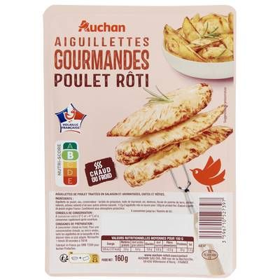 Auchan Aiguillettes Gourmandes de Poulet Rôti, 160g
