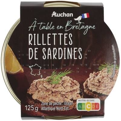 Auchan Terroir Rillettes de sardines préparées en Bretagne, 125g