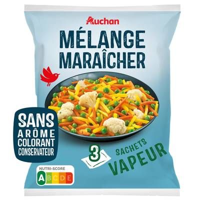 Auchan Mélange de légumes maraichers sachets vapeur, 600g