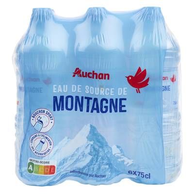 Auchan Eau de source montagne, 6x75cl