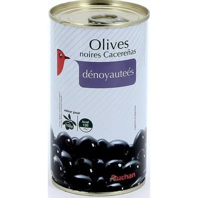 Auchan Olives noires Cacereñas dénoyautées, 150g