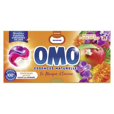 Omo Lessive capsules 3 en1 mangue et fleurs des îles, 29 capsules