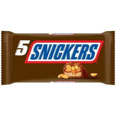 Snickers 5 Barres chocolat cacahuètes, 250g