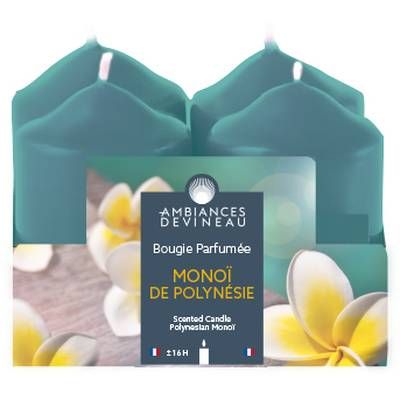 Ambiances Devineau 4 bougies parfum Monoï de Polynésie, 5,6 cm