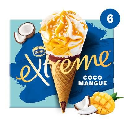 Extrême Cônes Coco Mangue, 6 cônes - 414g