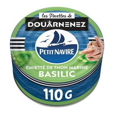 Petit Navire Emietté de thon mariné Basilic, 110g